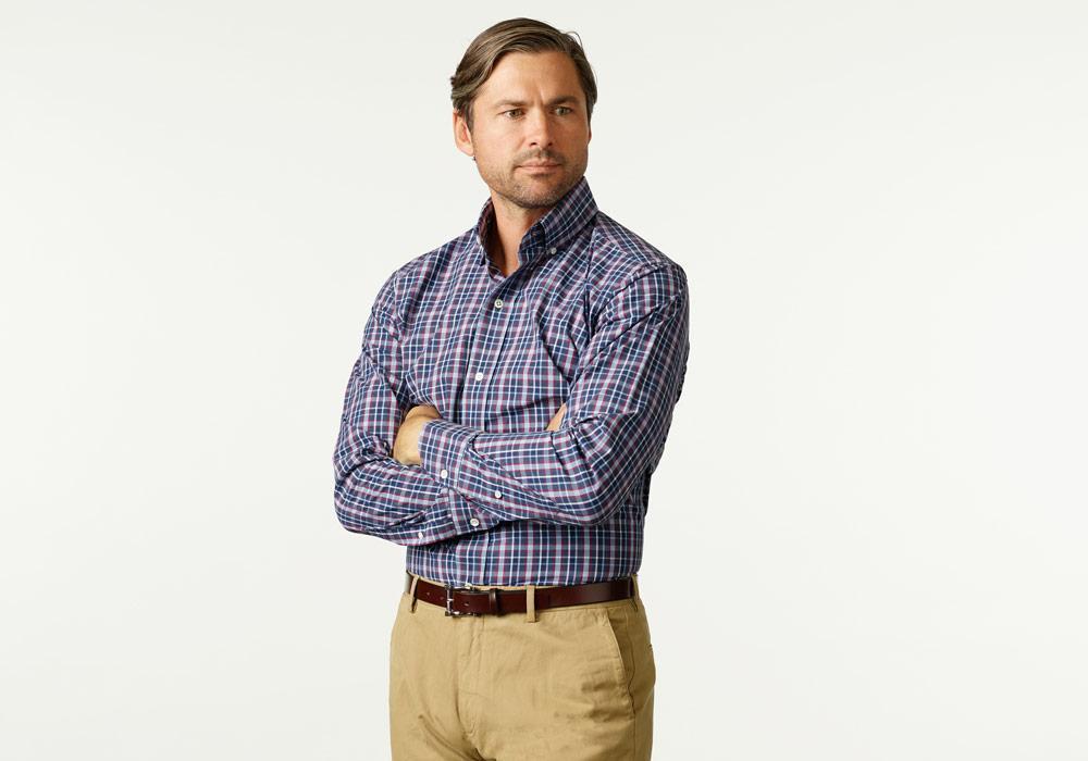 The Airforce Blue Pierce Check Casual Shirt Casual Shirt- Ledbury
