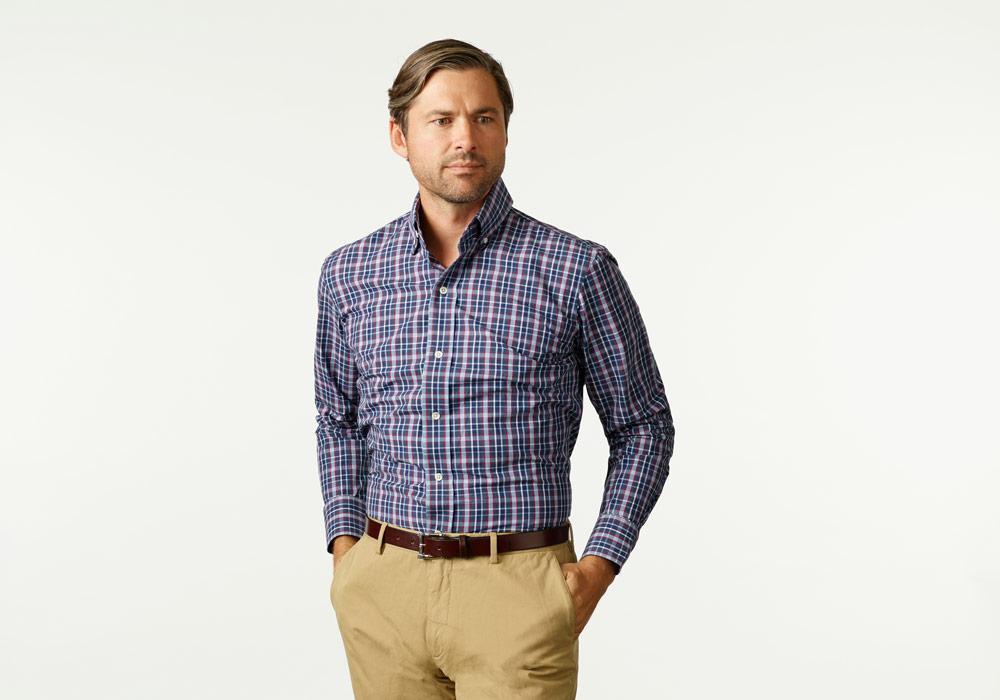The Airforce Blue Pierce Check Casual Shirt Casual Shirt- Ledbury