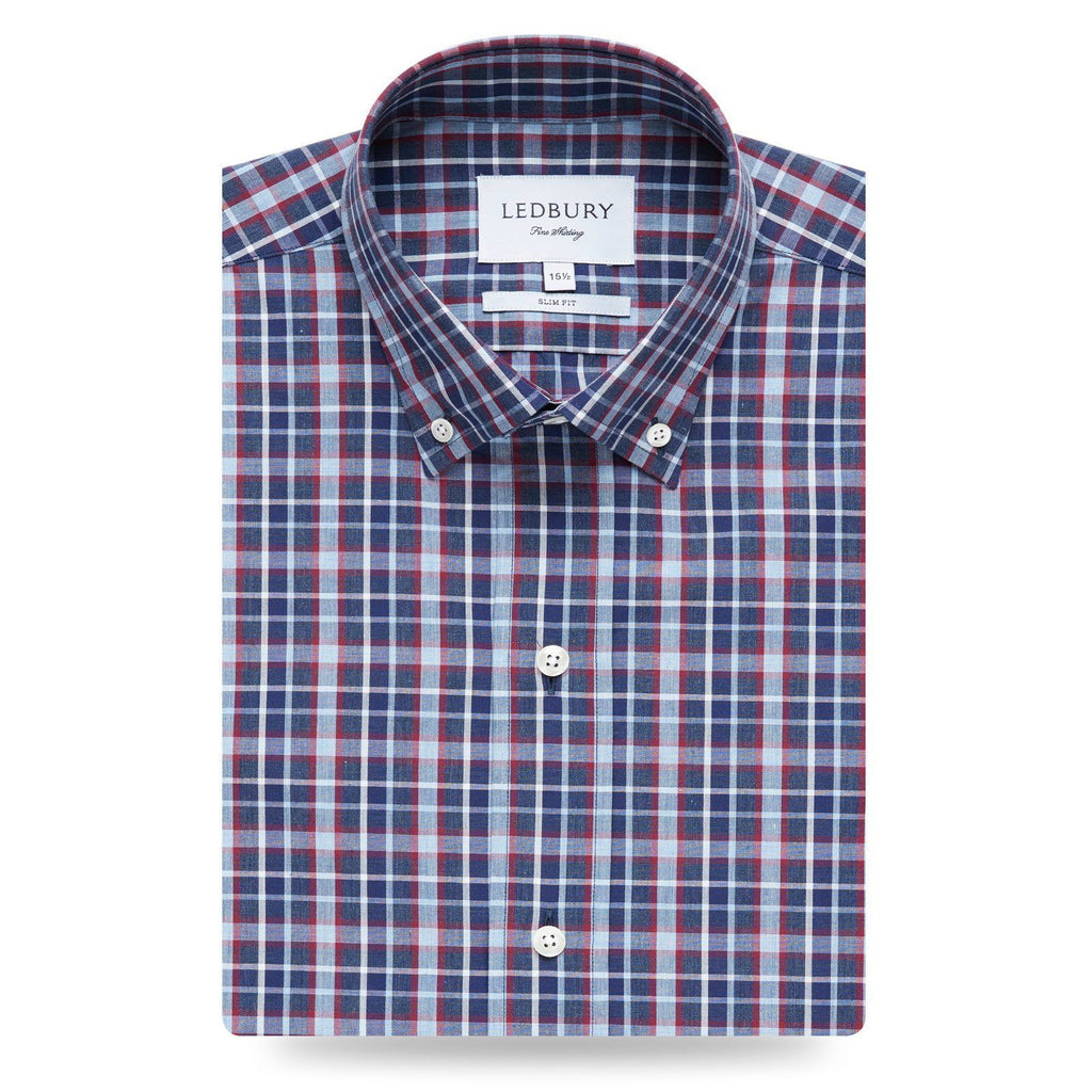 The Airforce Blue Pierce Check Casual Shirt Casual Shirt- Ledbury