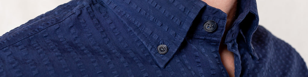 The Navy Stanston Seersucker Casual Shirt Casual Shirt- Ledbury