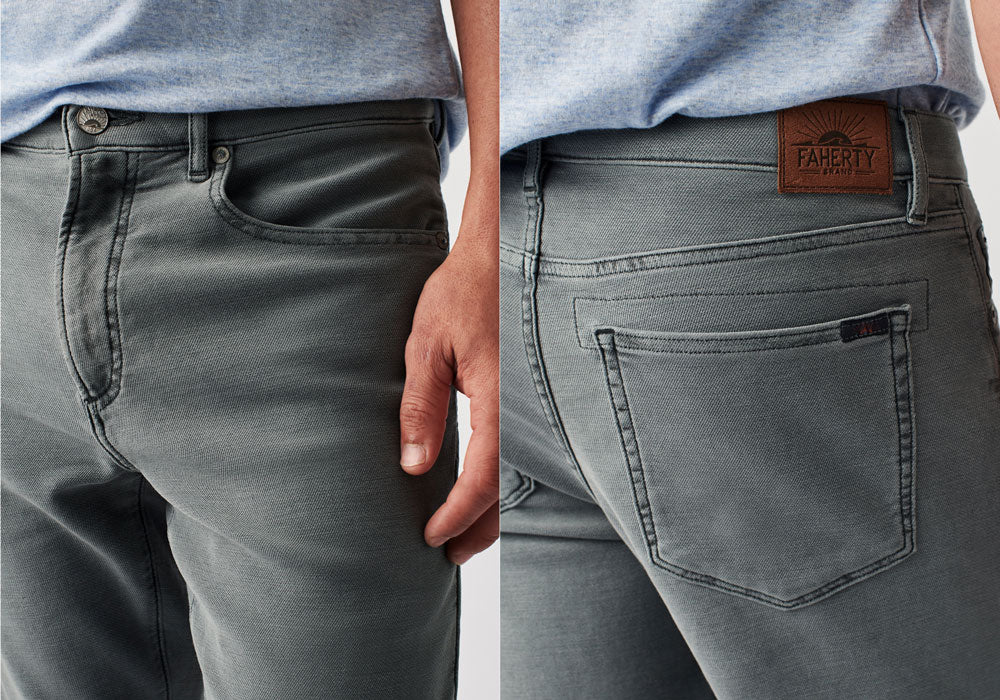 Faherty Slate Stretch Terry 5 Pocket Pant- Ledbury