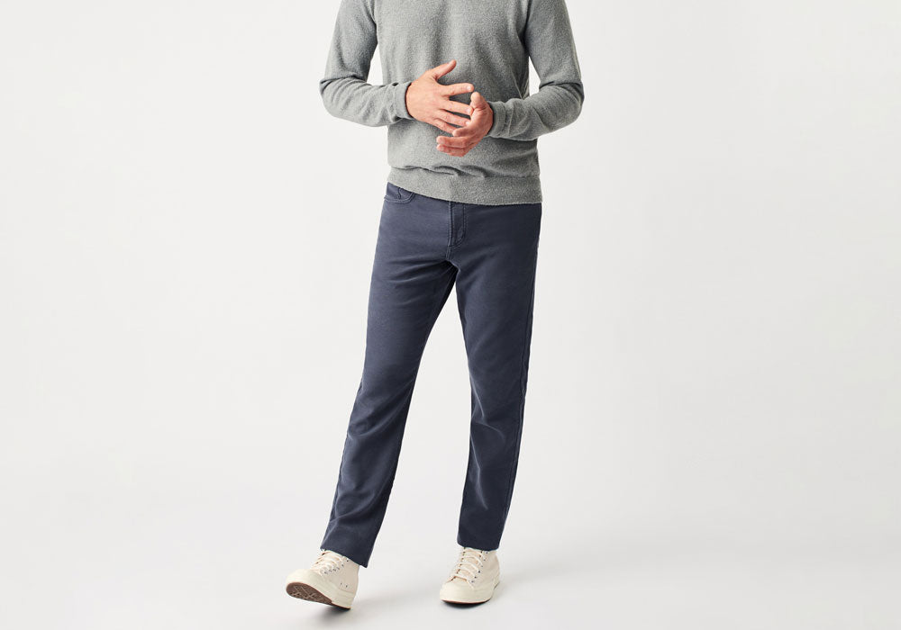 Faherty Navy Stretch Terry 5-Pocket Pant- Ledbury