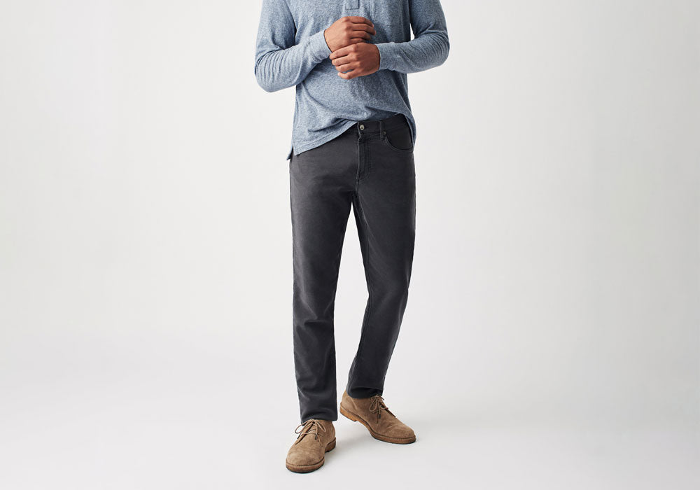 Faherty Washed Black Stretch Terry 5-Pocket Pant- Ledbury