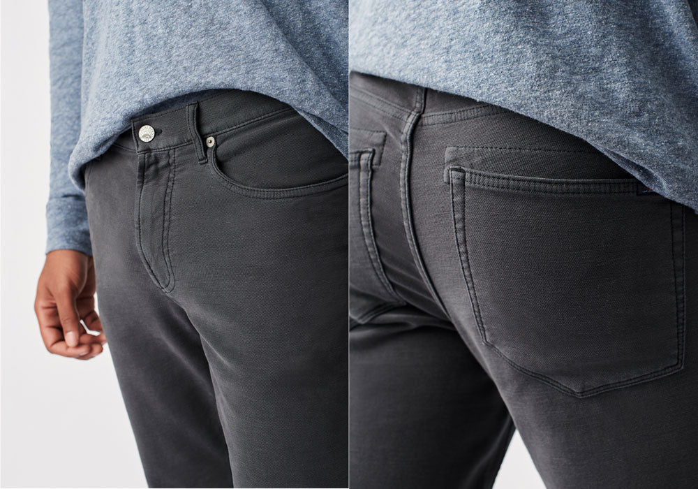 Faherty Washed Black Stretch Terry 5-Pocket Pant- Ledbury