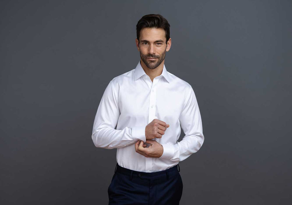 The White Adler Fine Twill Custom Shirt Custom Dress Shirt- Ledbury