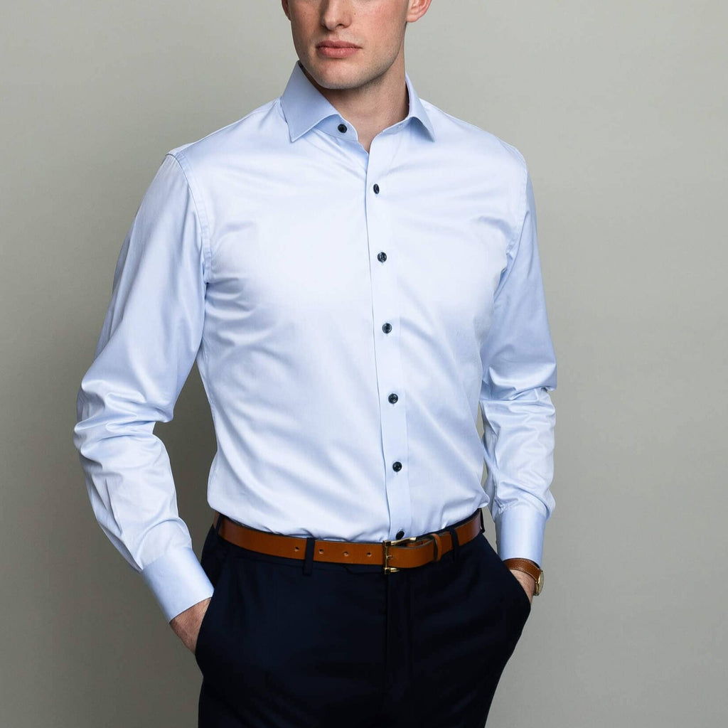 The Blue Madison Fine Twill with Navy Buttons Custom Shirt – Ledbury