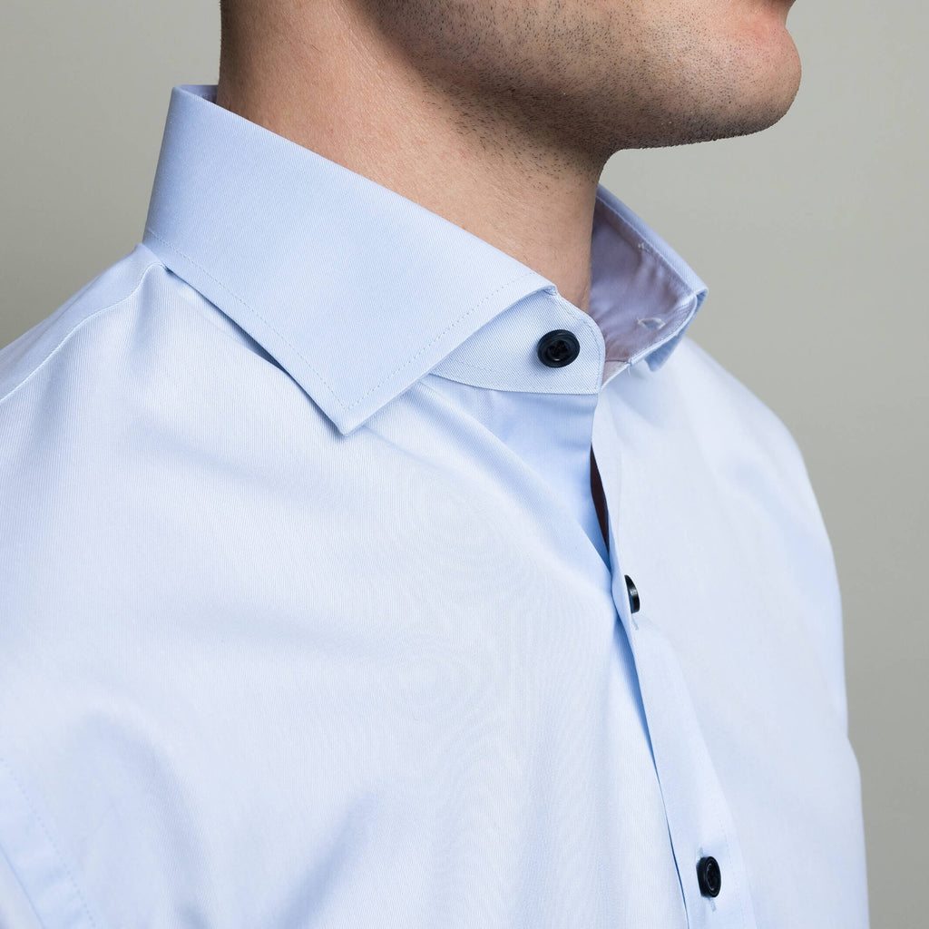 The Blue Madison Fine Twill with Navy Buttons Custom Shirt Custom Dress Shirt- Ledbury