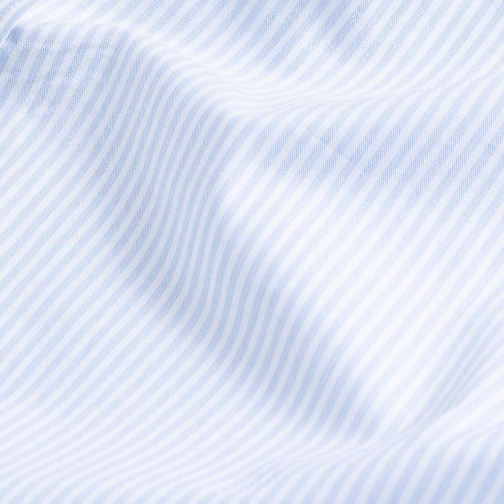 The Sky Blue Albini Bengal Stripe Ellington Twill Custom Shirt Custom Dress Shirt- Ledbury