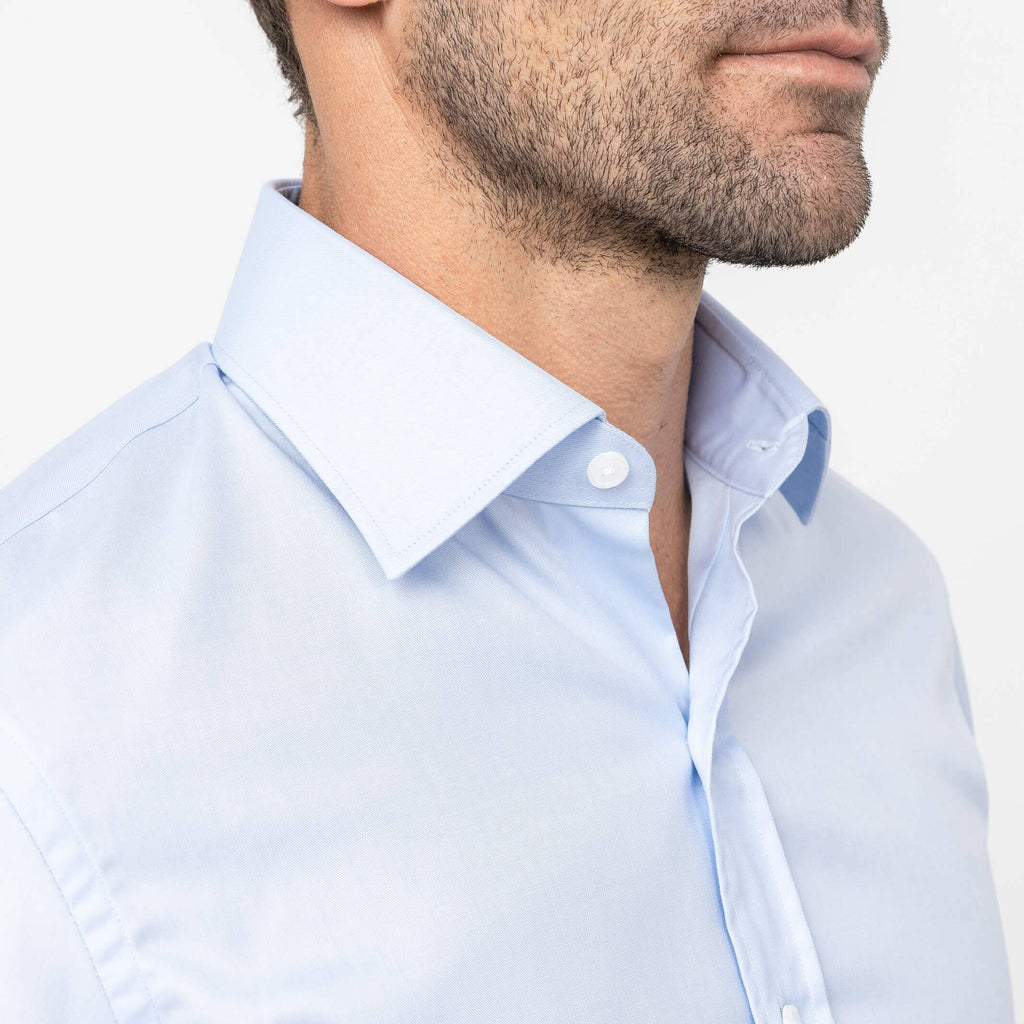 The Light Blue Albini Ellington Twill Custom Shirt Custom Dress Shirt- Ledbury