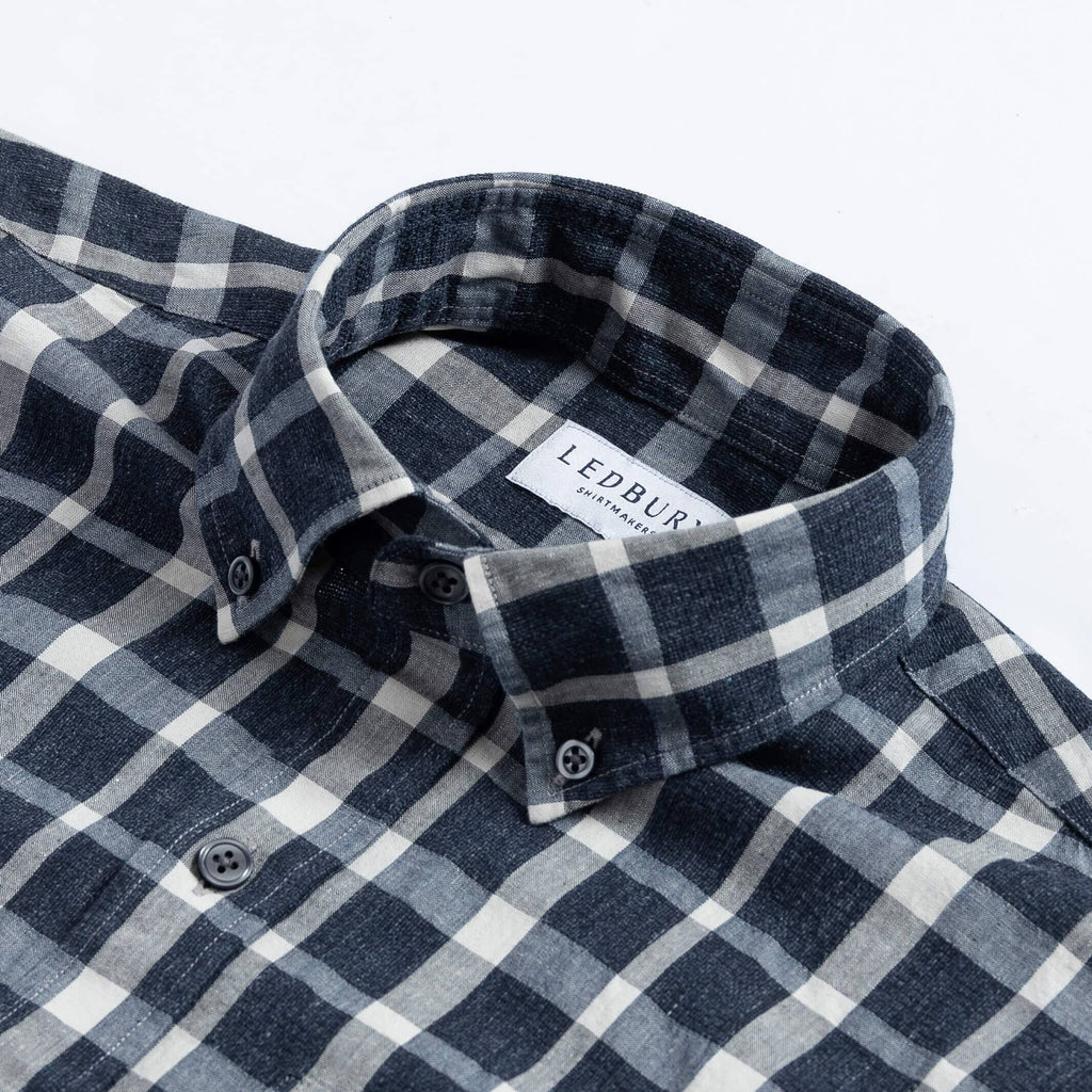 The Navy Allen Cotton Linen Custom Shirt Custom Casual Shirt- Ledbury