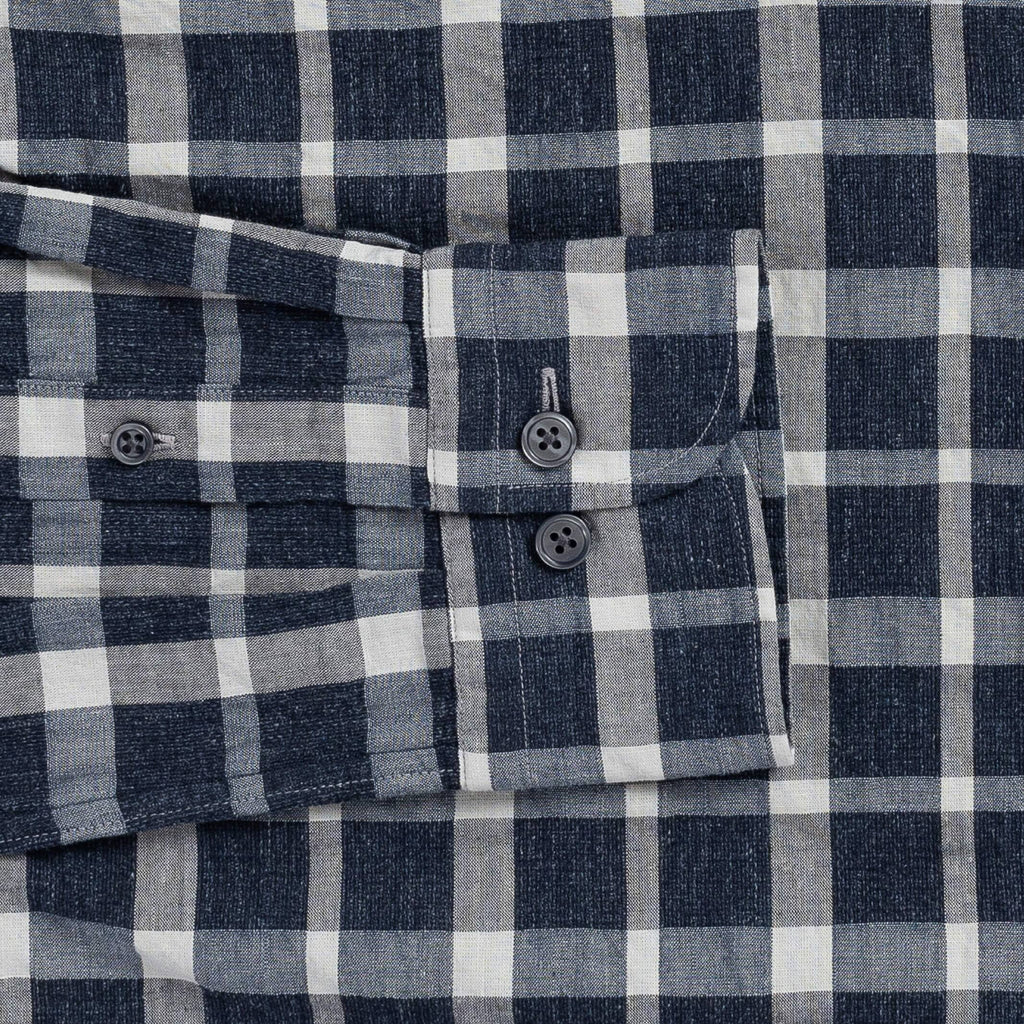 The Navy Allen Cotton Linen Custom Shirt Custom Casual Shirt- Ledbury