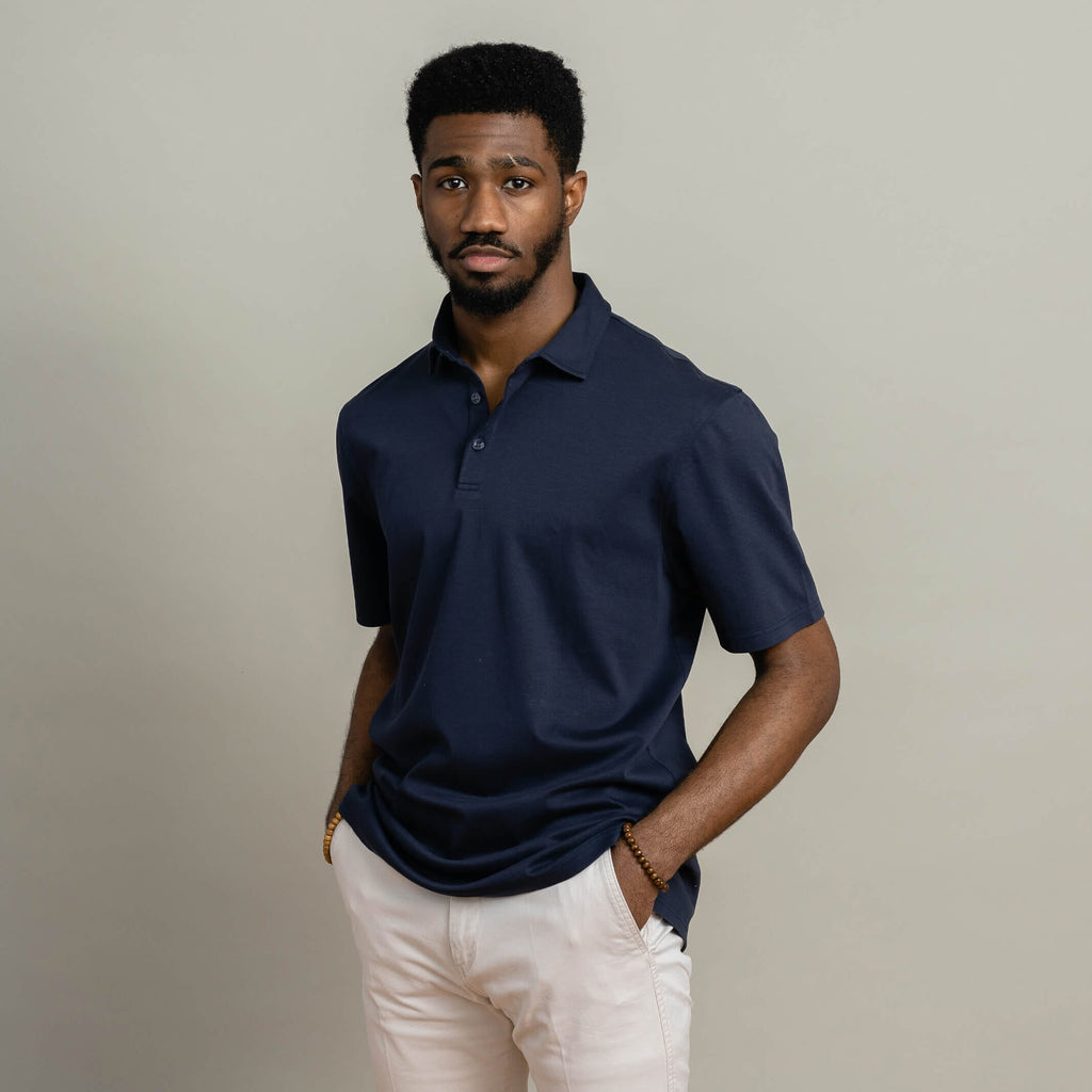 The Navy Arlon Knit Custom Polo Custom Polo- Ledbury