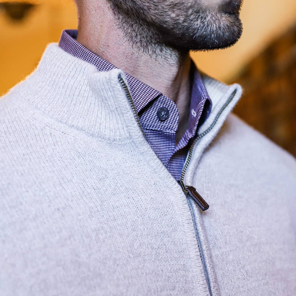 The Oatmeal Heather Ashton Half-Zip Sweater Sweater- Ledbury