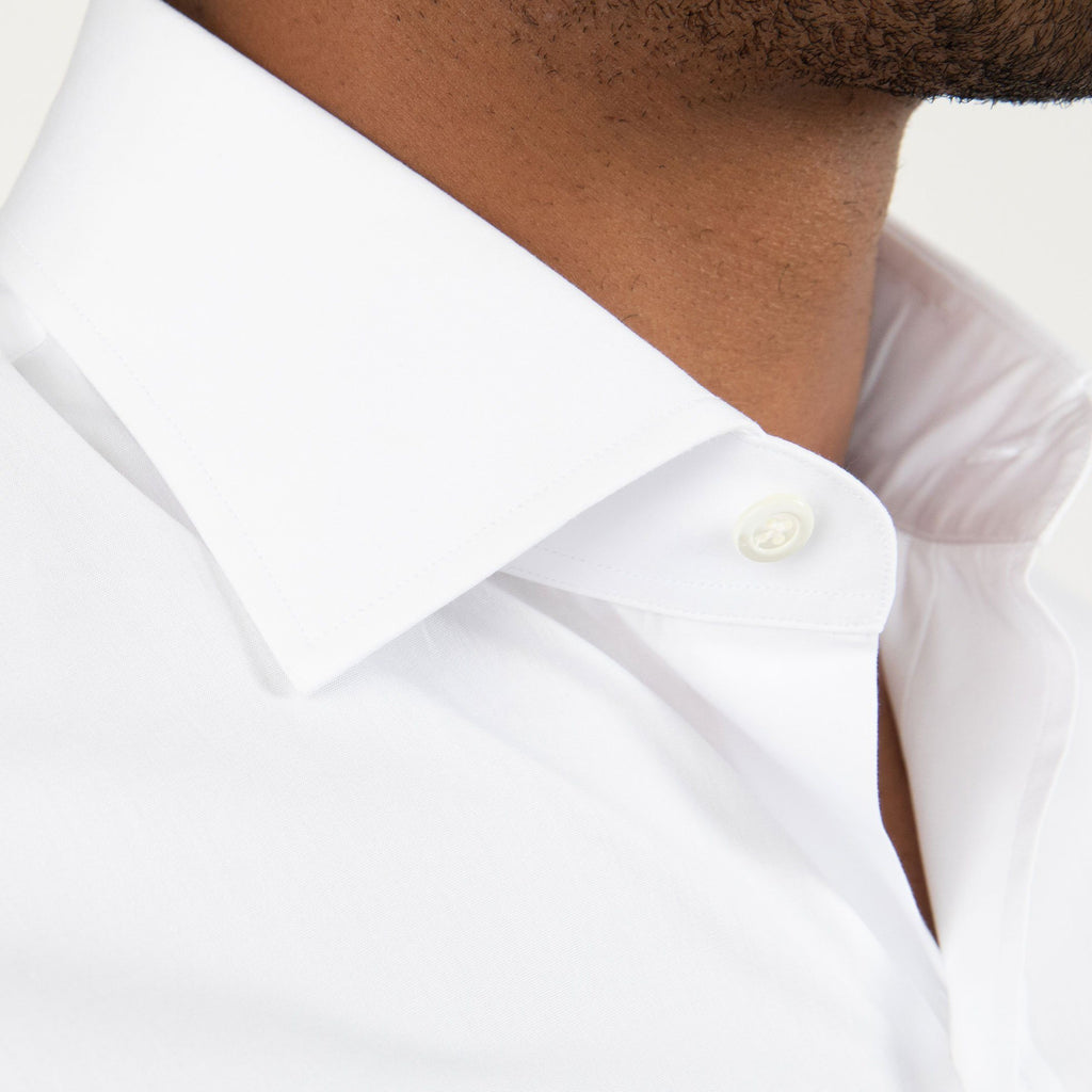 The White Italian-woven Astor Poplin Dress Shirt Dress Shirt- Ledbury