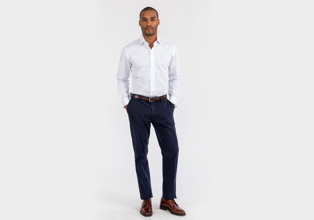 The White Italian-woven Astor Poplin Dress Shirt Dress Shirt- Ledbury