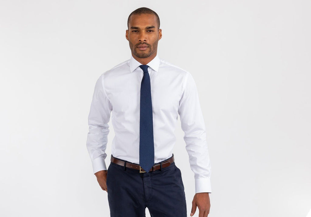 The White Italian-woven Astor Poplin Dress Shirt Dress Shirt- Ledbury
