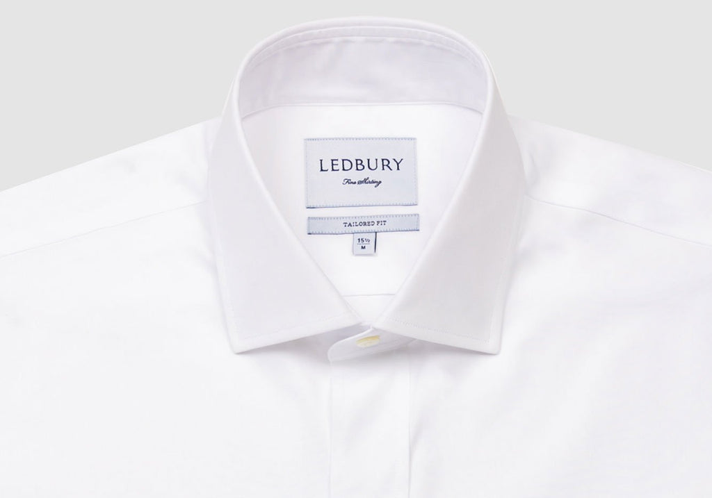 The White Italian-woven Astor Poplin Dress Shirt Dress Shirt- Ledbury
