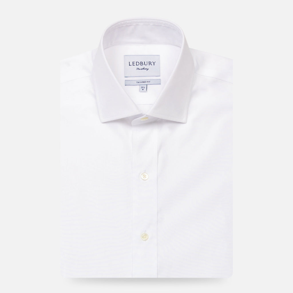 The White Astor Poplin Dress Shirt Dress Shirt- Ledbury