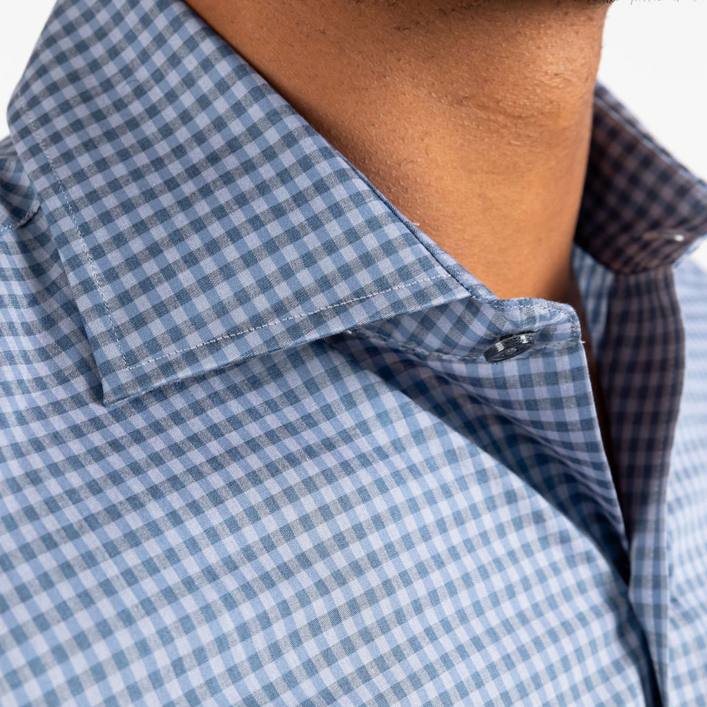 The Cadet Blue Barfield Gingham Dress Shirt Dress Shirt- Ledbury