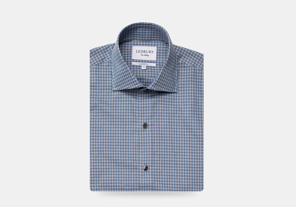 The Cadet Blue Barfield Gingham Dress Shirt Dress Shirt- Ledbury