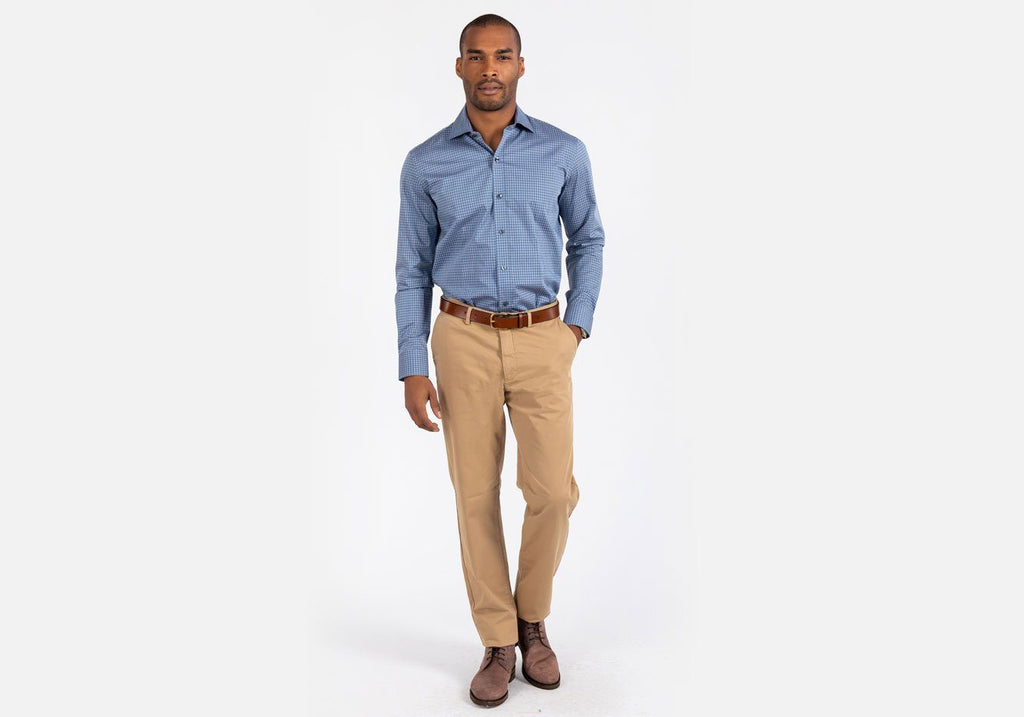 The Cadet Blue Barfield Gingham Dress Shirt Dress Shirt- Ledbury