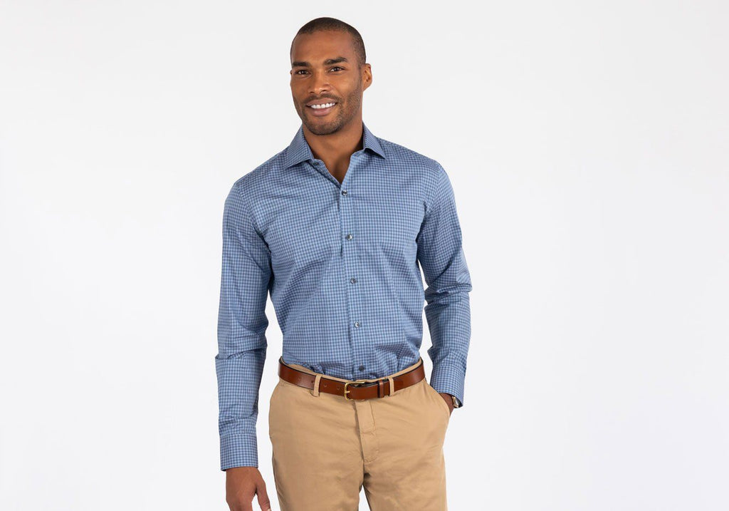 The Cadet Blue Barfield Gingham Dress Shirt Dress Shirt- Ledbury