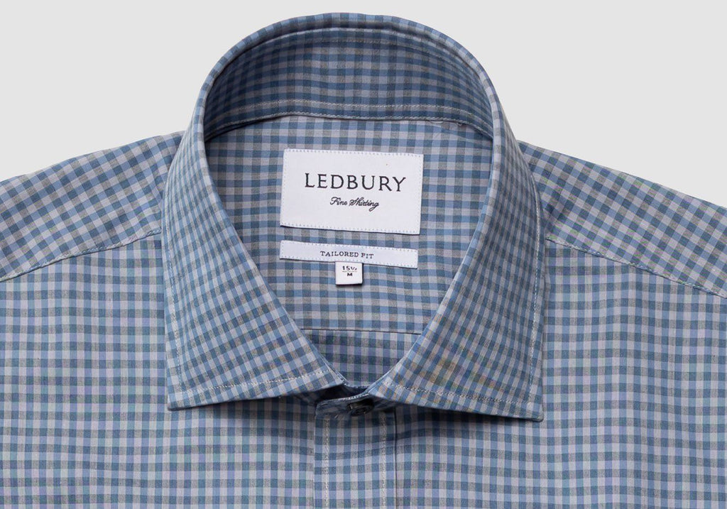 The Cadet Blue Barfield Gingham Dress Shirt Dress Shirt- Ledbury