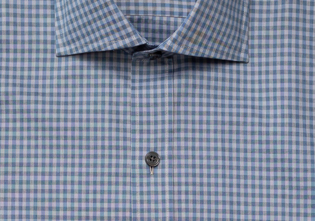 The Cadet Blue Barfield Gingham Dress Shirt Dress Shirt- Ledbury