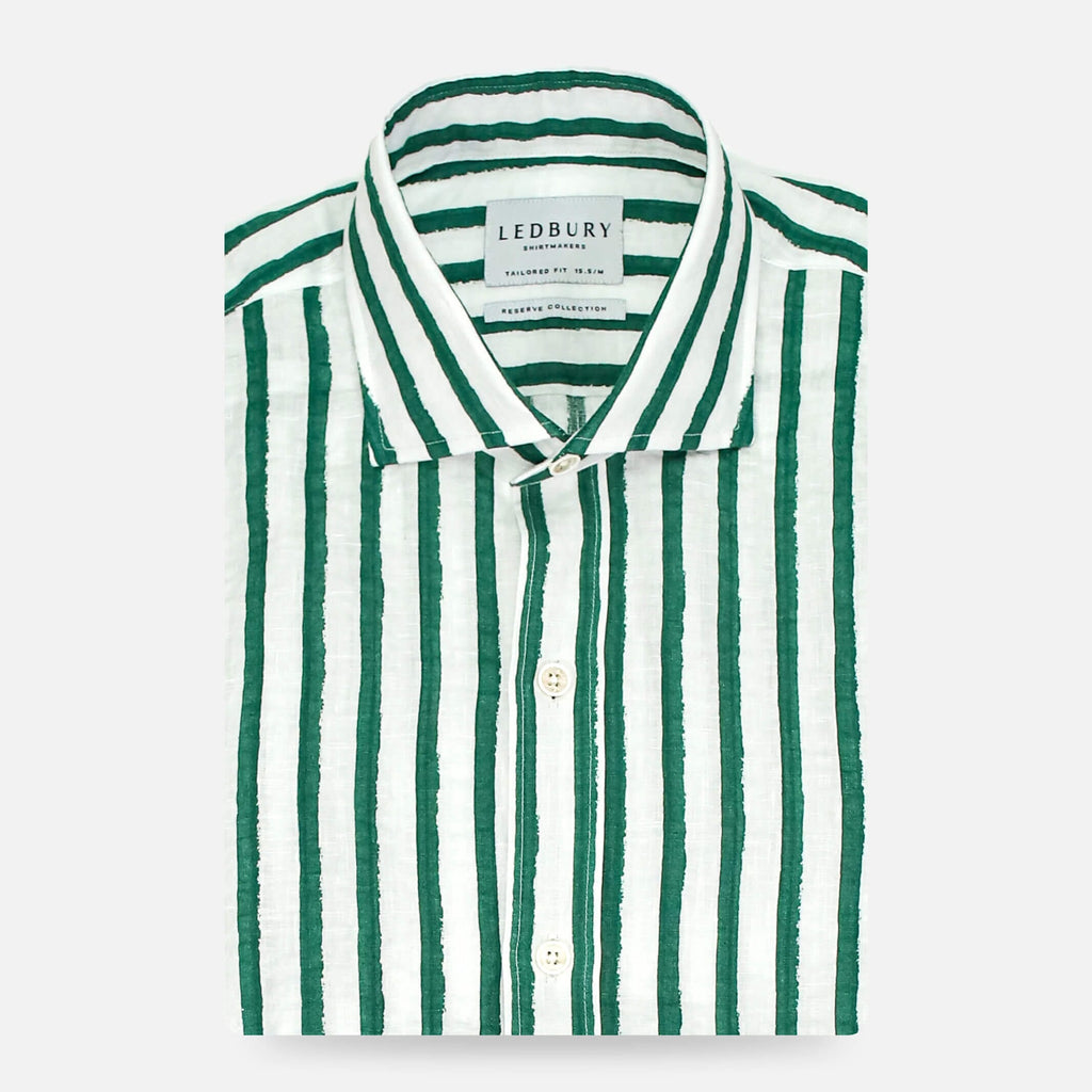 The Leaf Bellamy Seersucker Striped Linen Casual Shirt Casual Shirt- Ledbury