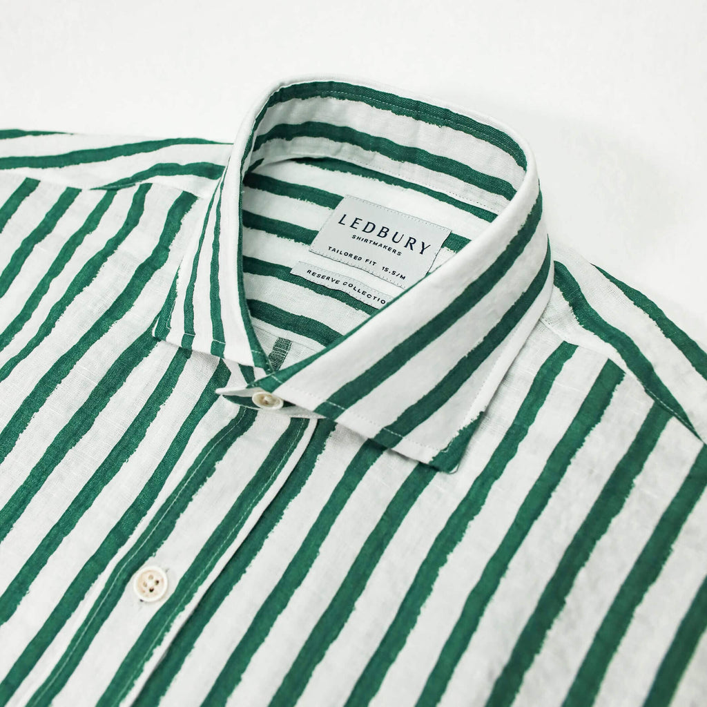 The Leaf Bellamy Seersucker Striped Linen Casual Shirt Casual Shirt- Ledbury