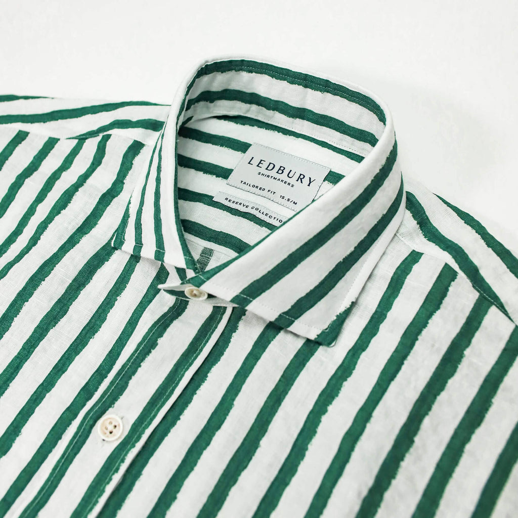 The Albini Bellamy Seersucker Striped Linen Custom Shirt Custom Casual Shirt- Ledbury