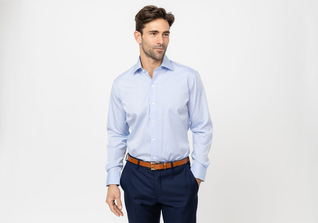 The Blue Astor Poplin Dress Shirt Dress Shirt- Ledbury