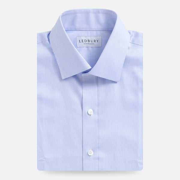 Blue dress shirt flat lay - lightweight fine twill custom fit