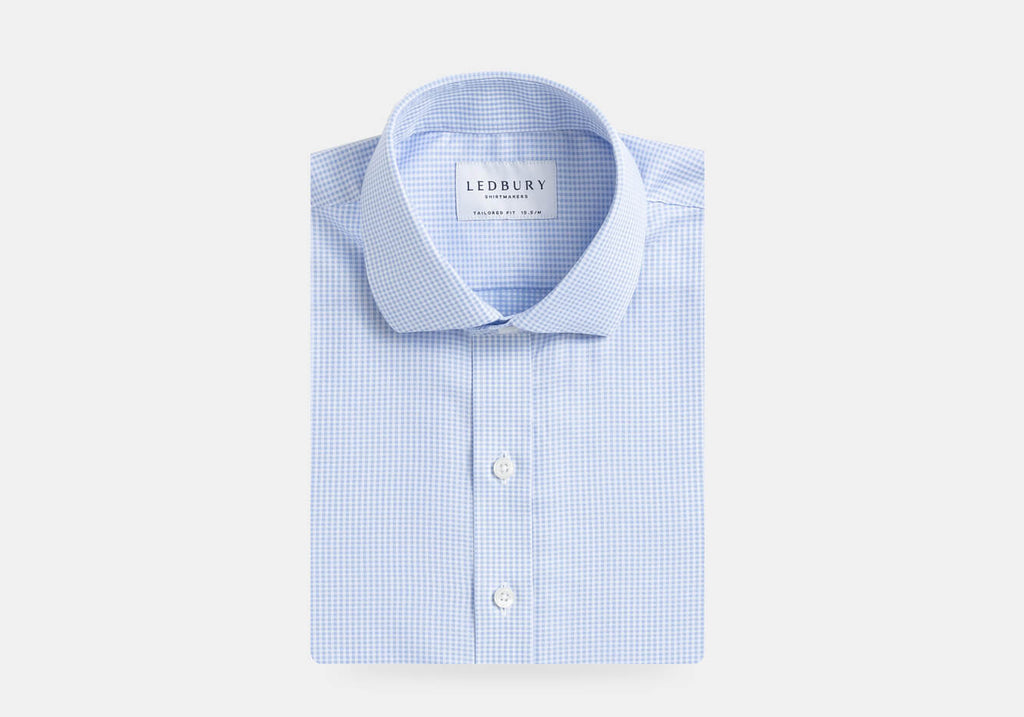 The Blue Lothrop Non Iron Gingham Dress Shirt Dress Shirt- Ledbury