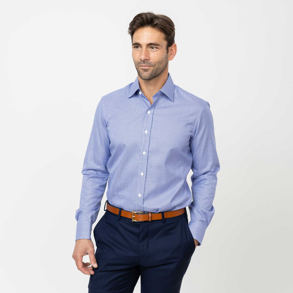 The Blue Wills Houndstooth Custom Shirt Custom Casual Shirt- Ledbury