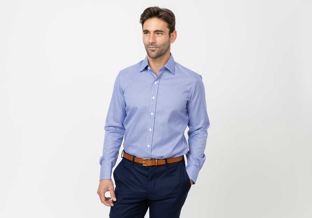 The Blue Wills Houndstooth Custom Shirt Custom Casual Shirt- Ledbury