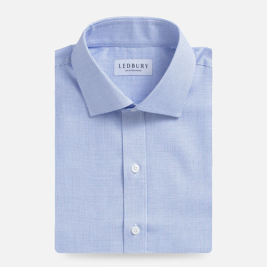 The Cobalt Boscher Check Custom Shirt Custom Dress Shirt- Ledbury