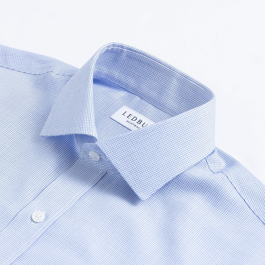 The Cobalt Boscher Check Custom Shirt Custom Dress Shirt- Ledbury