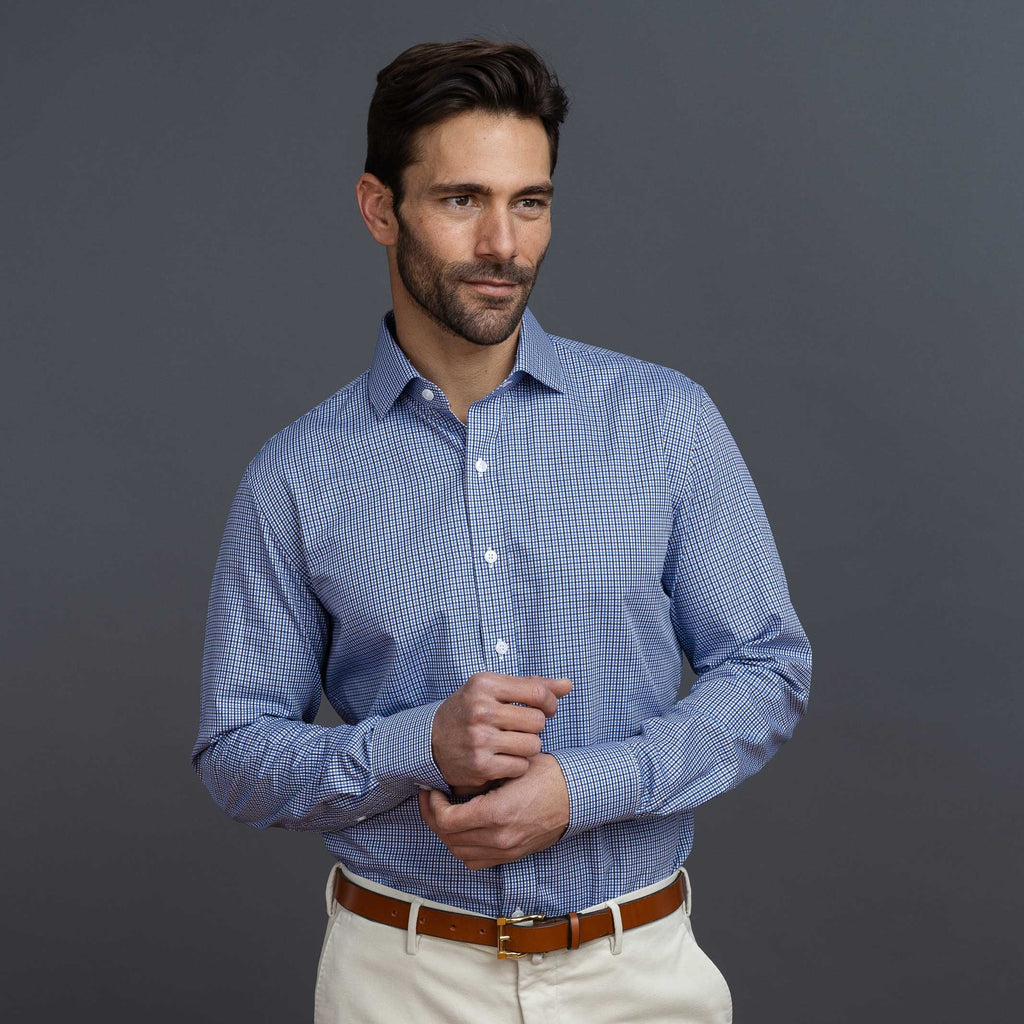 The Blue Bressett Tattersall Custom Shirt Custom Dress Shirt- Ledbury