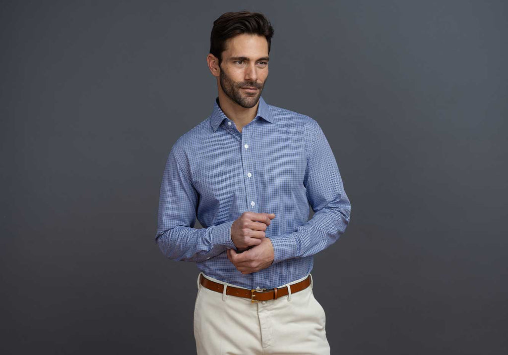 The Blue Bressett Tattersall Custom Shirt Custom Dress Shirt- Ledbury