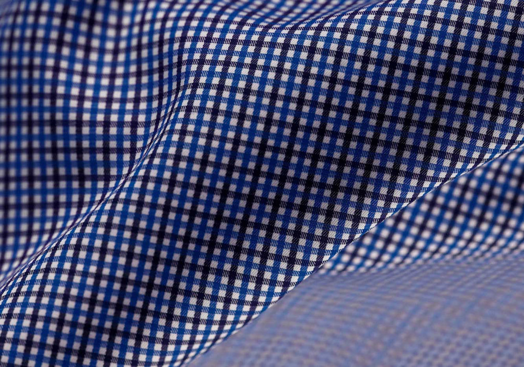 The Blue Bressett Tattersall Custom Shirt Custom Dress Shirt- Ledbury