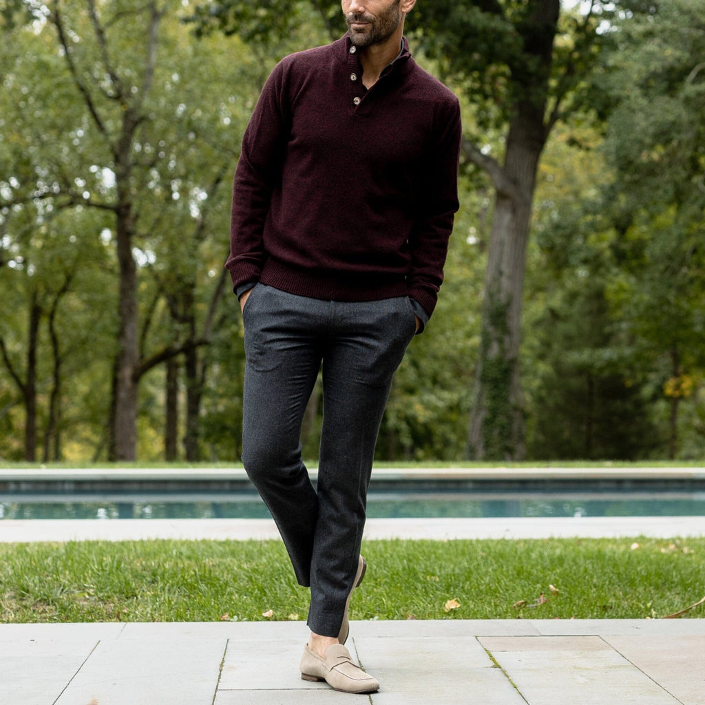 The Dark Burgundy Brewer Mock Neck Sweater Sweater- Ledbury