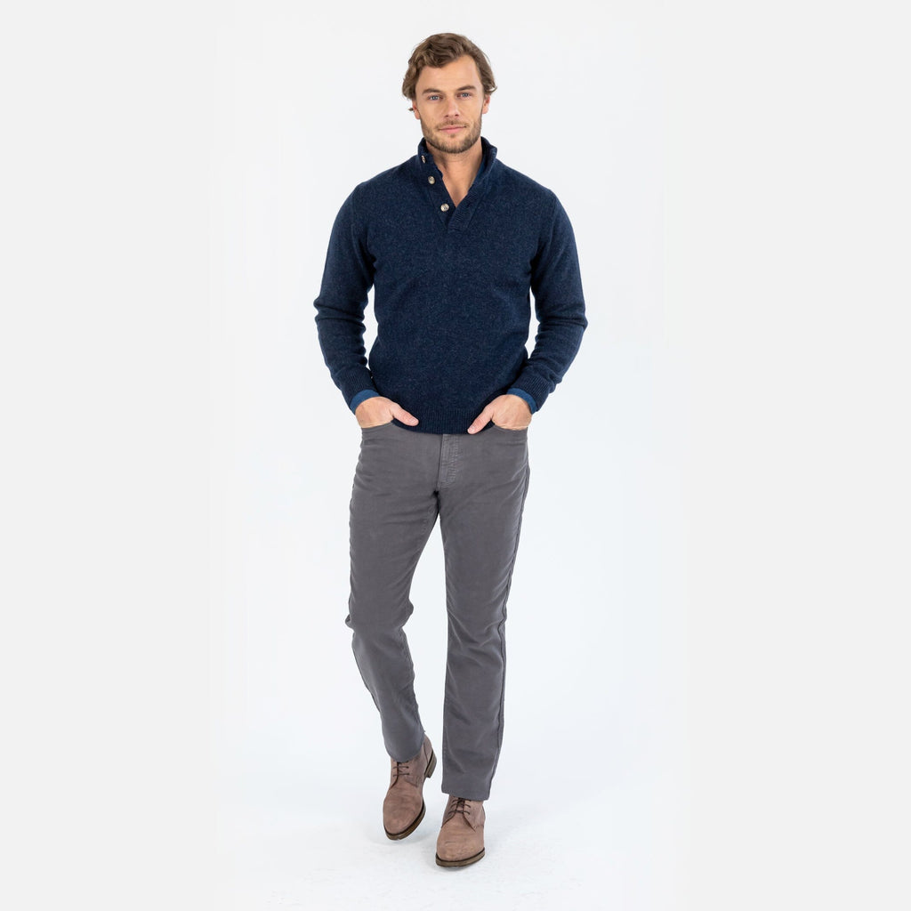 The Navy Heather Brewer Mock Neck Sweater Sweater- Ledbury