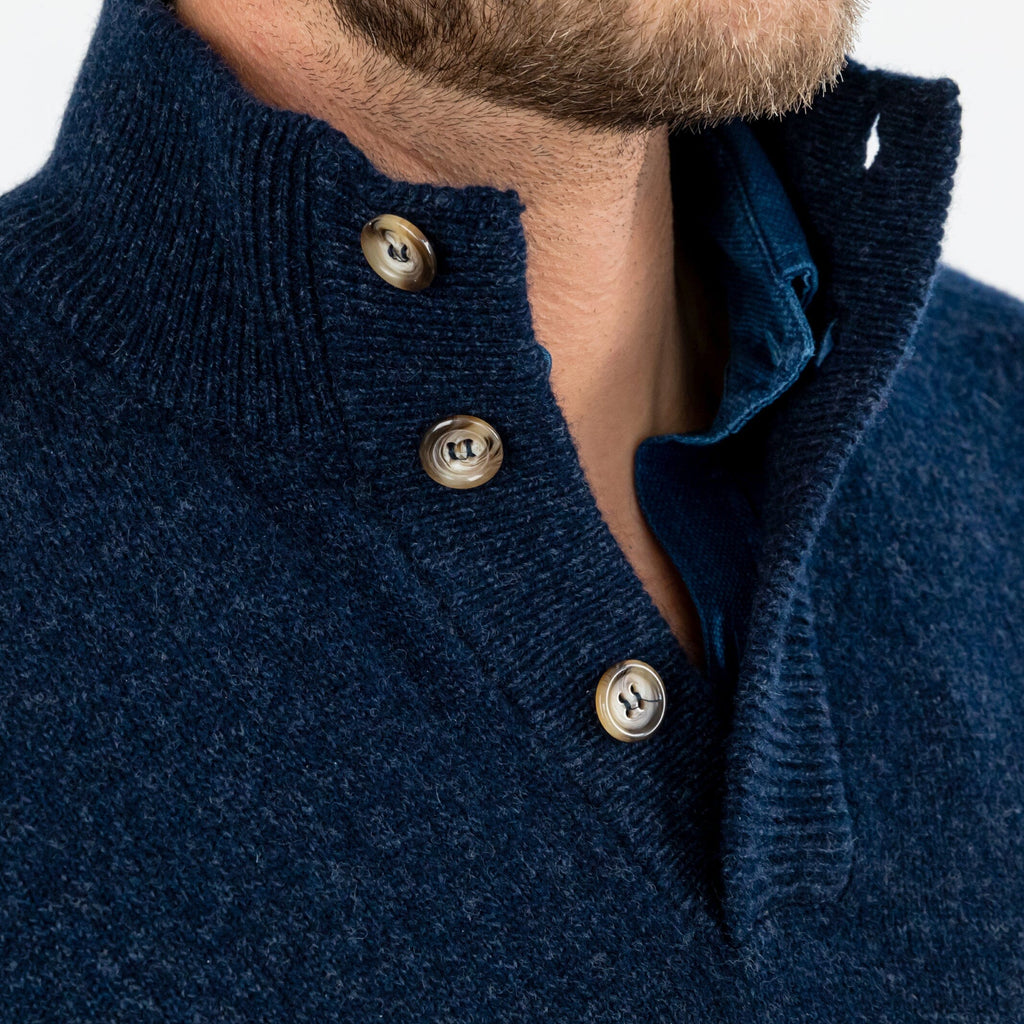 The Navy Heather Brewer Mock Neck Sweater Sweater- Ledbury