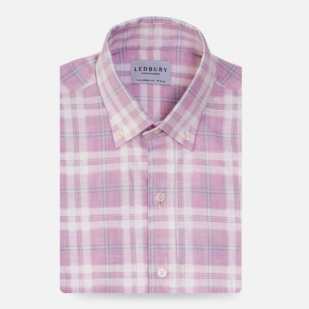The PINK Byron Cotton Linen Plaid Custom Shirt Custom Casual Shirt- Ledbury