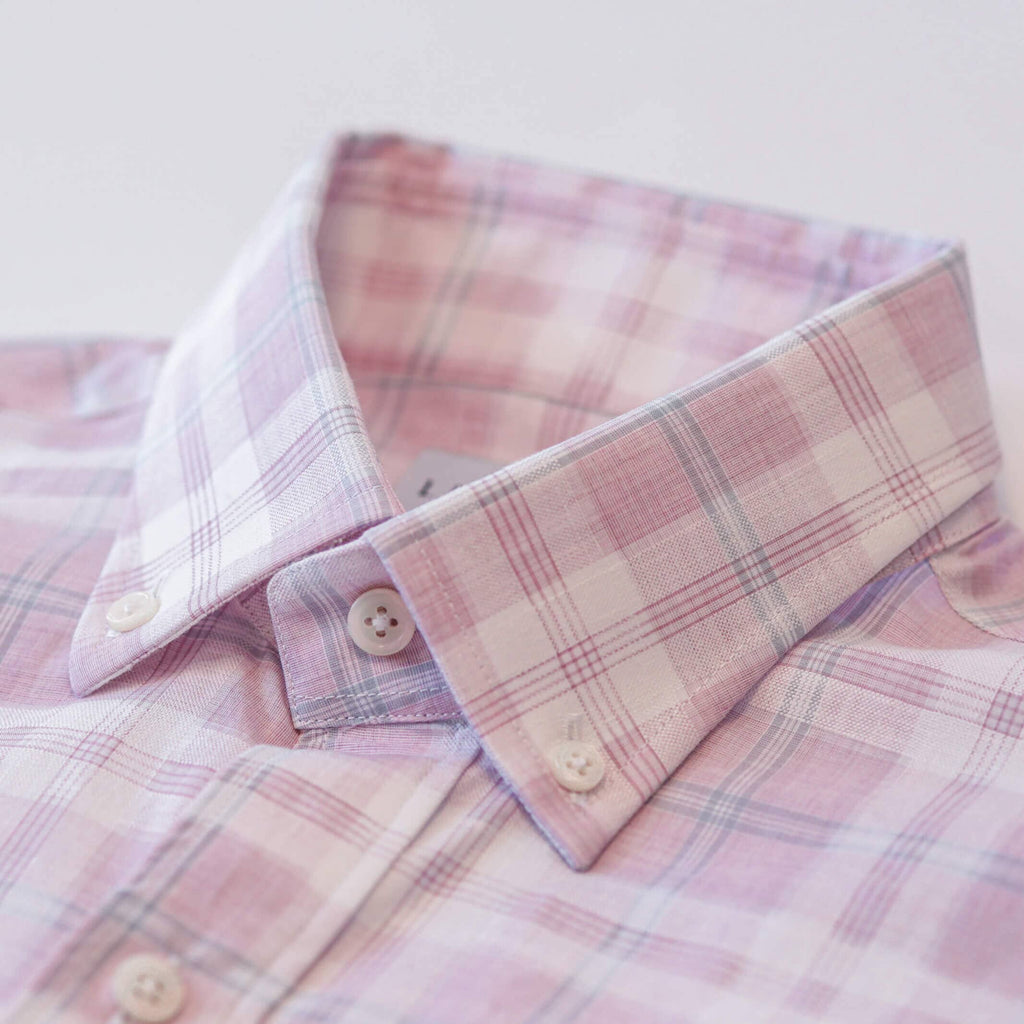The PINK Byron Cotton Linen Plaid Custom Shirt Custom Casual Shirt- Ledbury