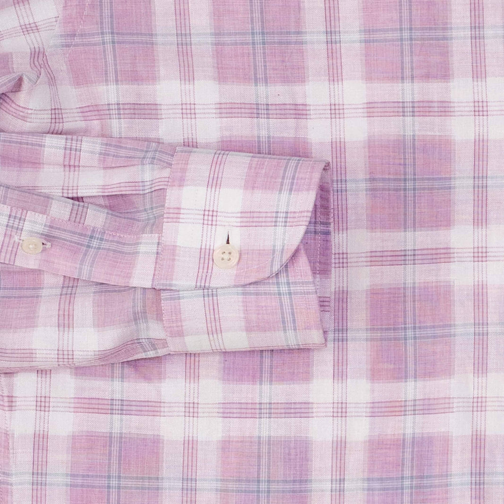 The PINK Byron Cotton Linen Plaid Custom Shirt Custom Casual Shirt- Ledbury