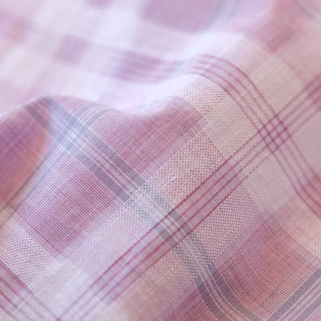 The PINK Byron Cotton Linen Plaid Custom Shirt Custom Casual Shirt- Ledbury