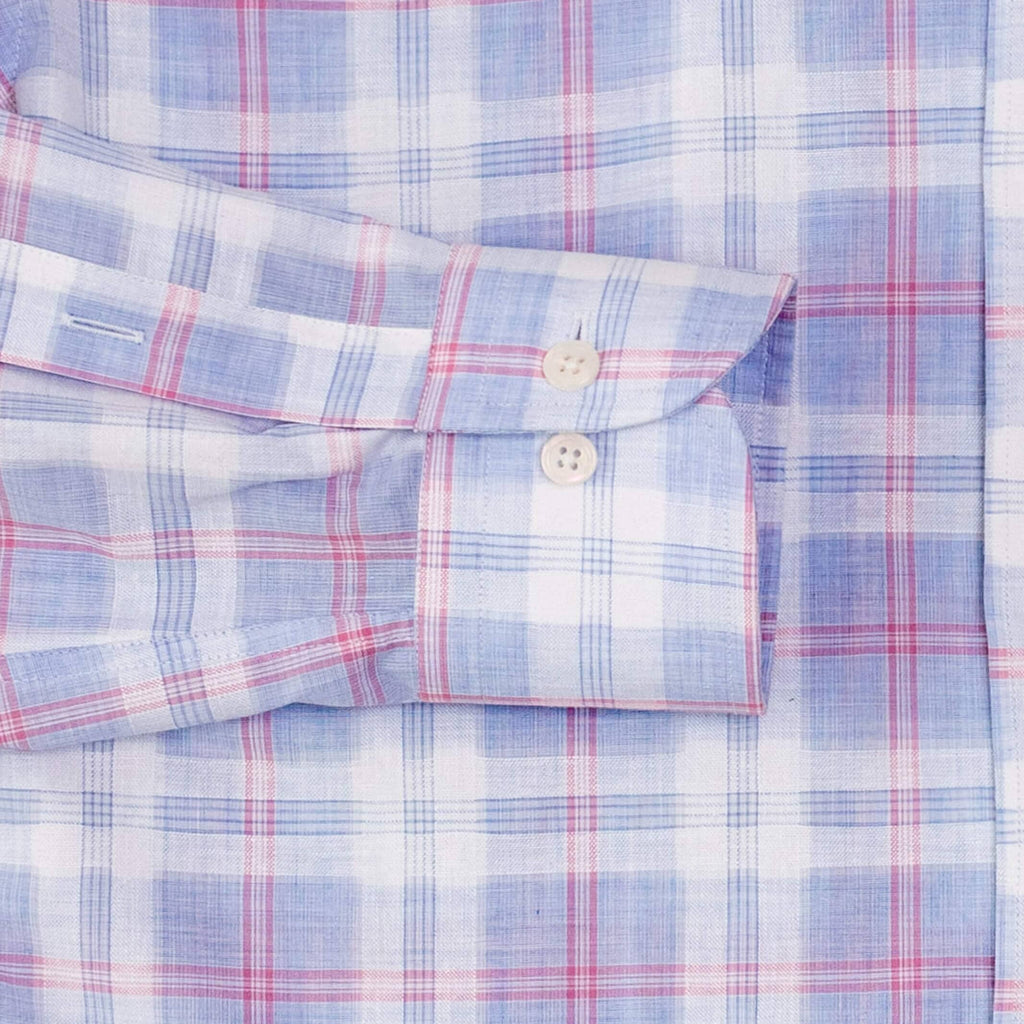 The Light Blue Byron Cotton Linen Plaid Custom Shirt Custom Casual Shirt- Ledbury