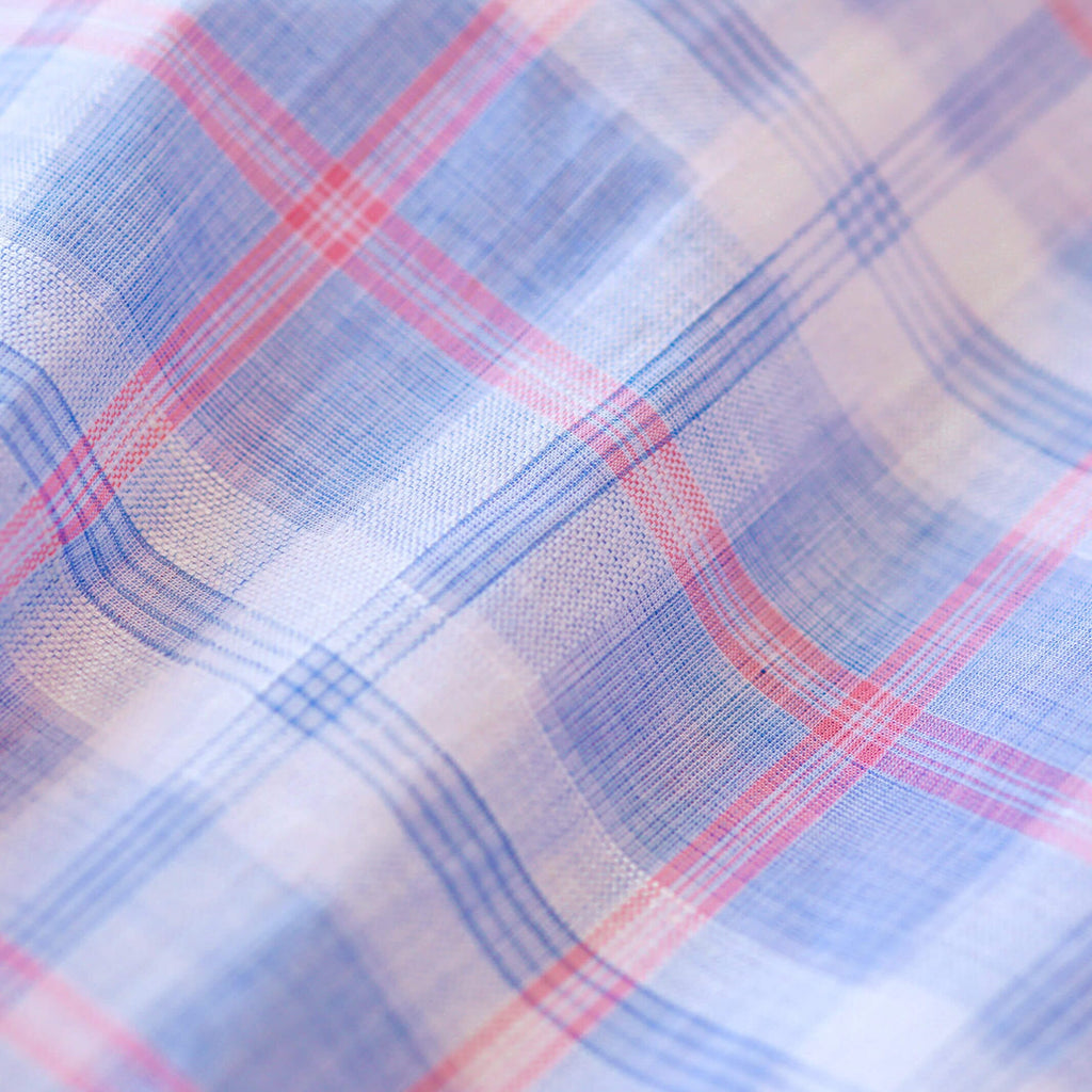The Light Blue Byron Cotton Linen Plaid Custom Shirt Custom Casual Shirt- Ledbury